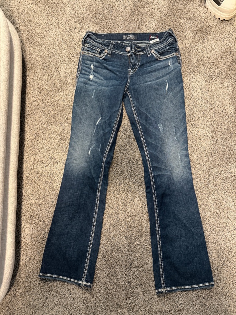Silver Jeans Dark Indigo Bootcut with Subtle Distress